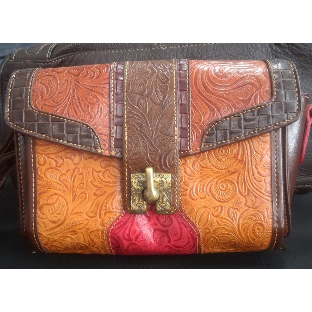 M.C. Marc Chantal Multicolor Tooled Embossed Leather Shoulder Bag